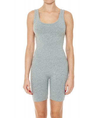 6 Pieces Pack Double Scoop Neck Jersey Tank Bodycon Romper 75392 GRAY